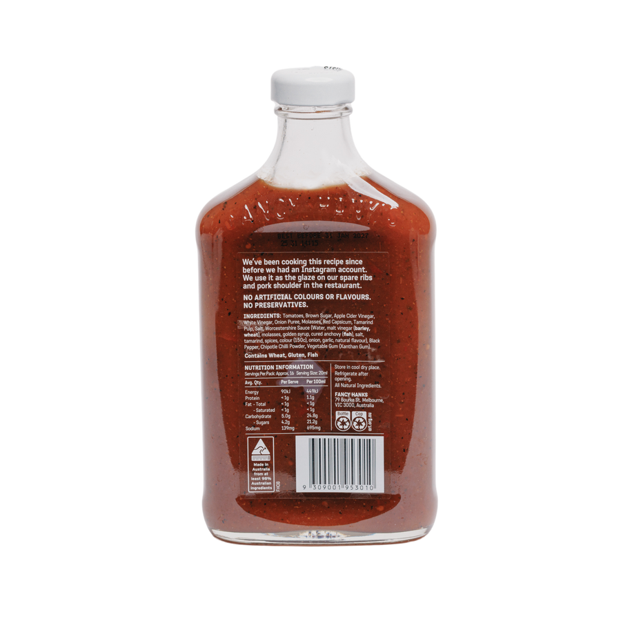 Back label of Original BBQ Sauce