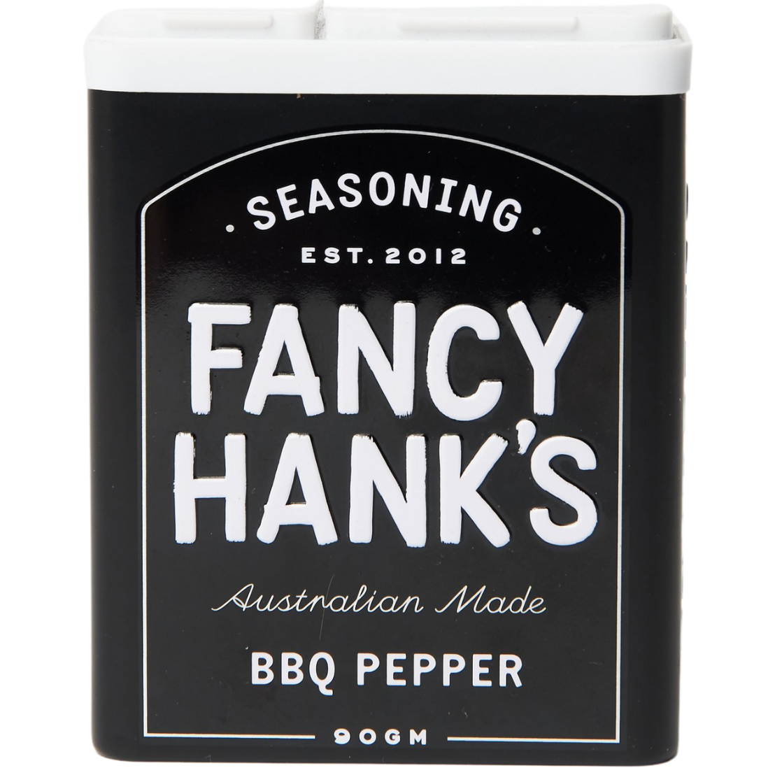 Tin of Fancy Hanks BBQ Pepper Seasoning.