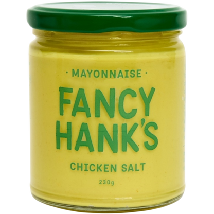 A jar of Fancy Hank's Chicken Salt Mayonnaise